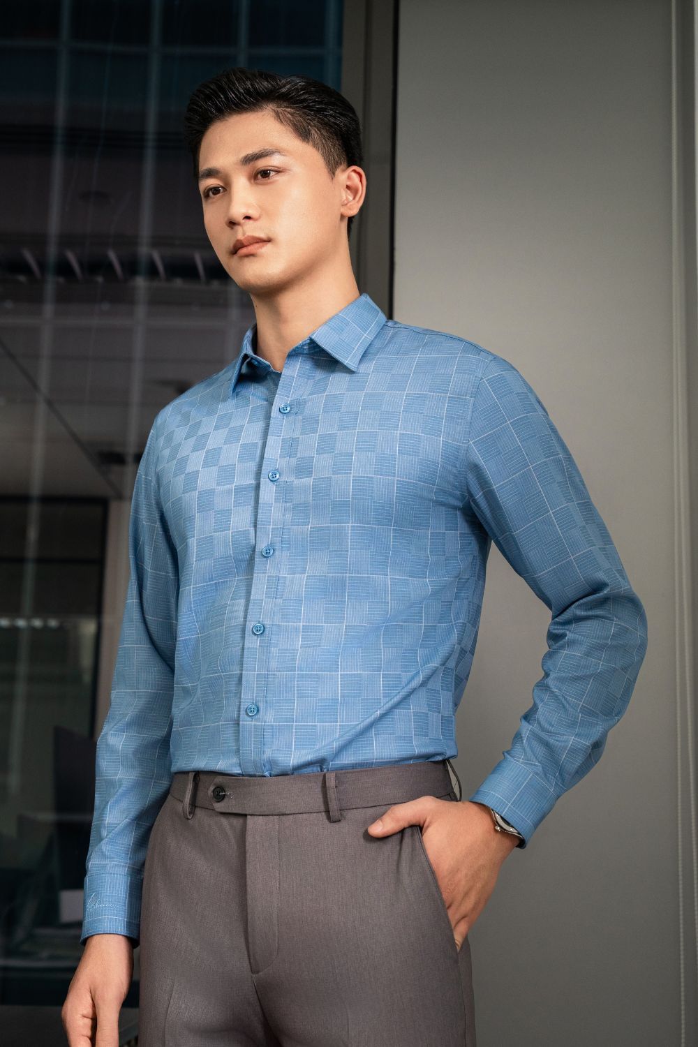 Blue Checkered Modal Fiber Shirt
